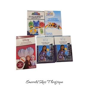 Lot of 4 Disney valentines, frozen, wish, pj masks,tots, new. Free shipping
